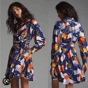 Anthropologie Maeve Mini Shirtdress Nautical Navy. New